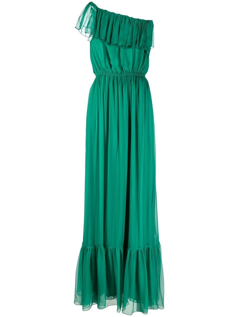 green ruffle-trim dress - 1