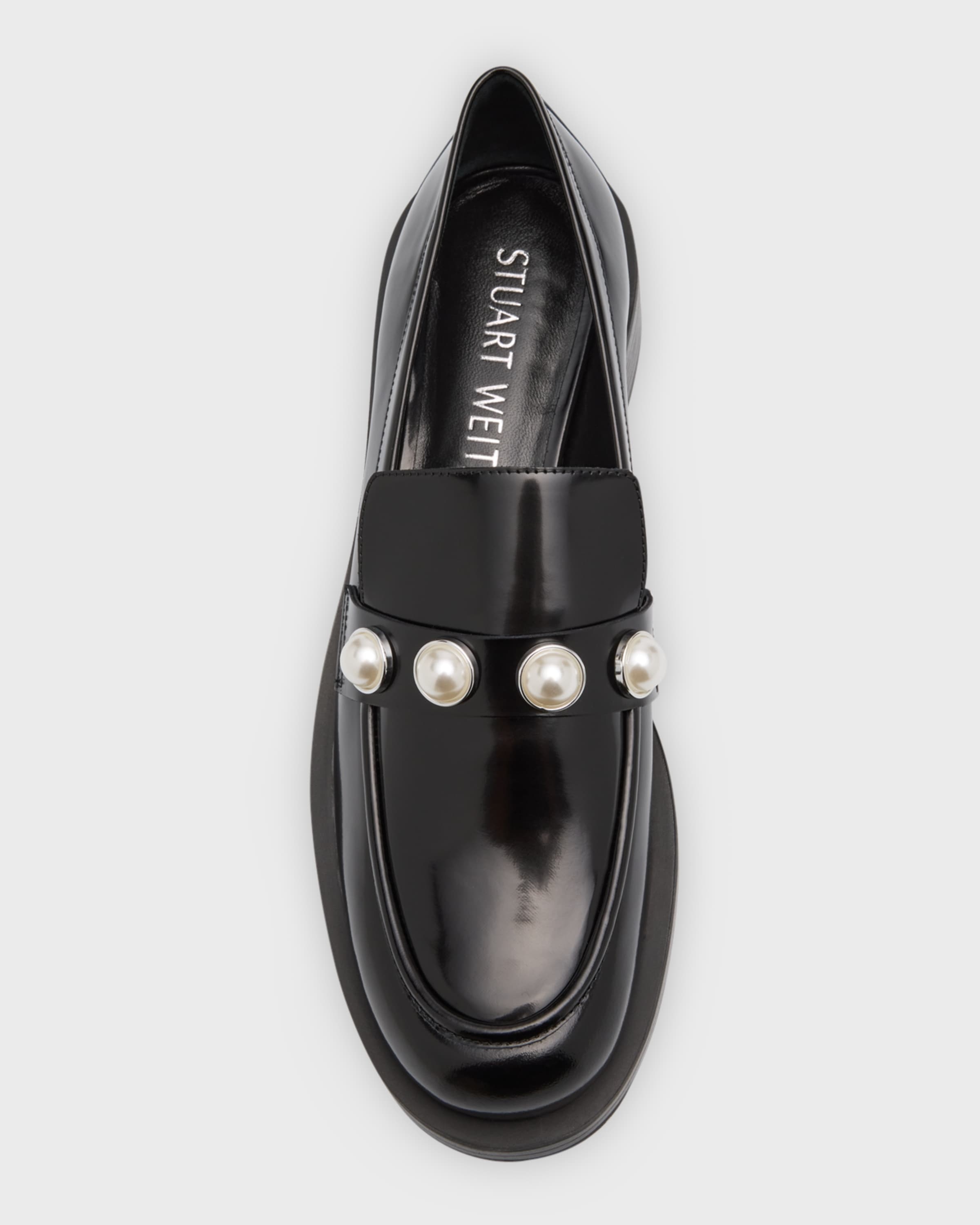 Stuart Weitzman Portia Leather Pearly Slip On Loafers neimanmarcus REVERSIBLE