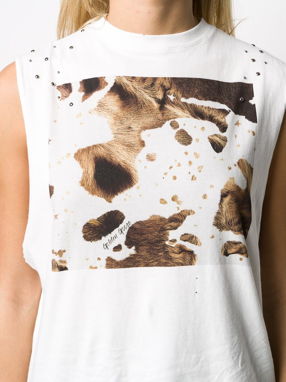 animal print detail tank top - 5