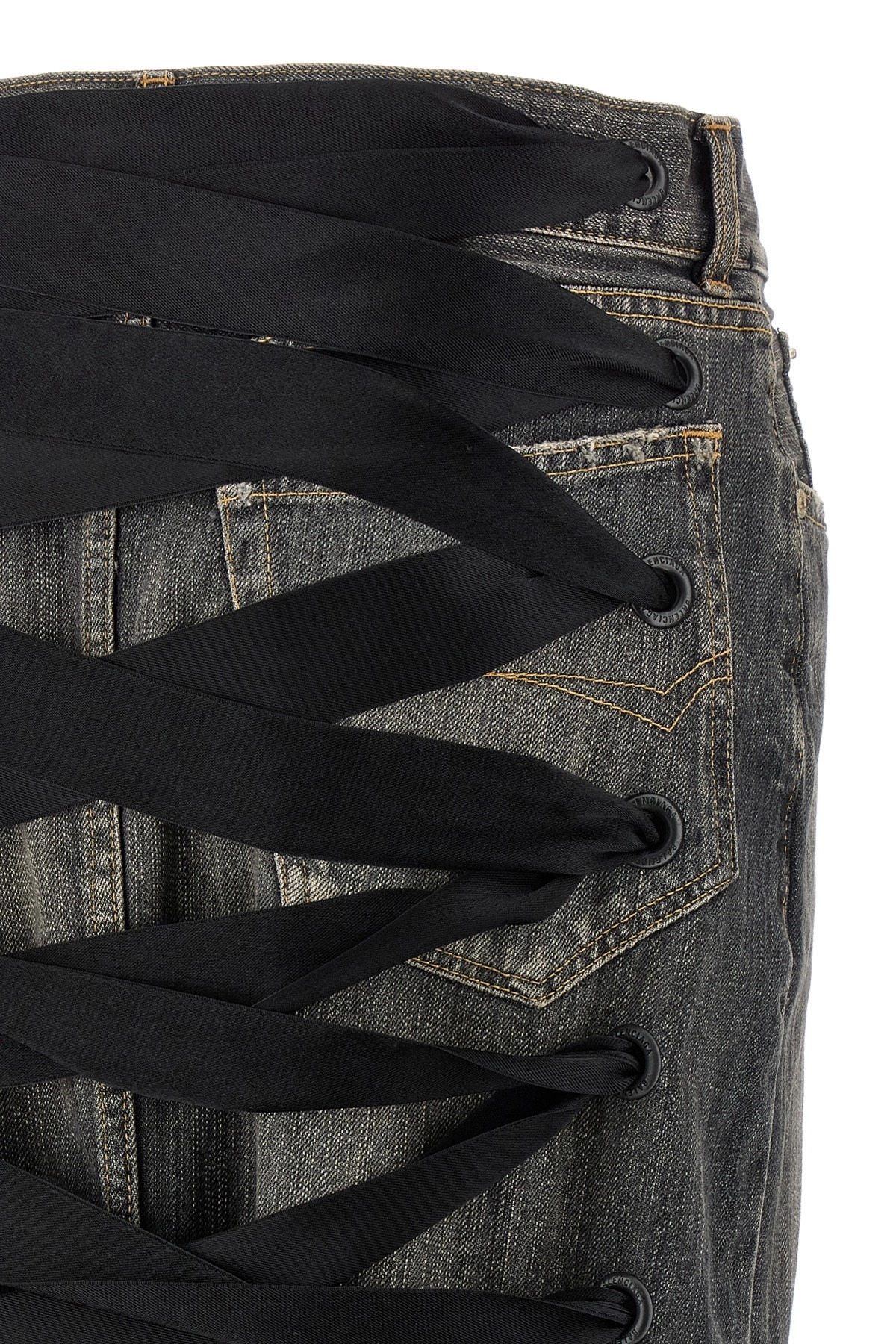 'Lace Up' denim skirt - 5