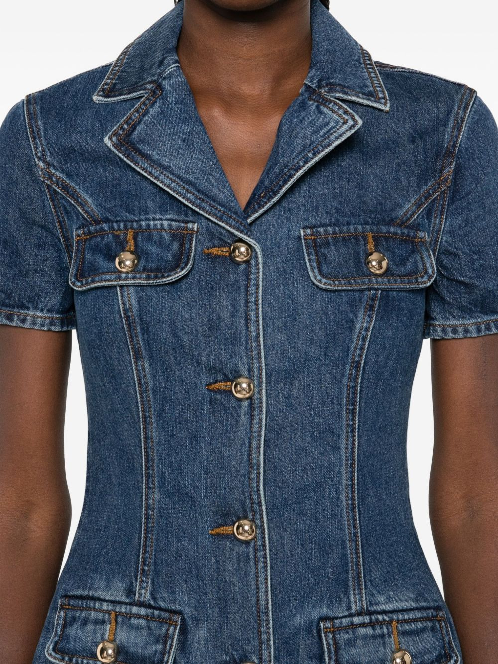 button-fastening denim dress - 5
