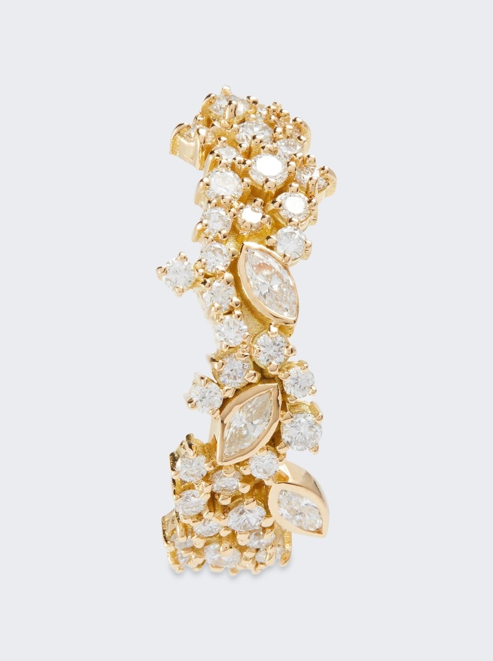 Riviere Round And Marquise Diamond Earrings Pair 18k Yellow Gold - 1