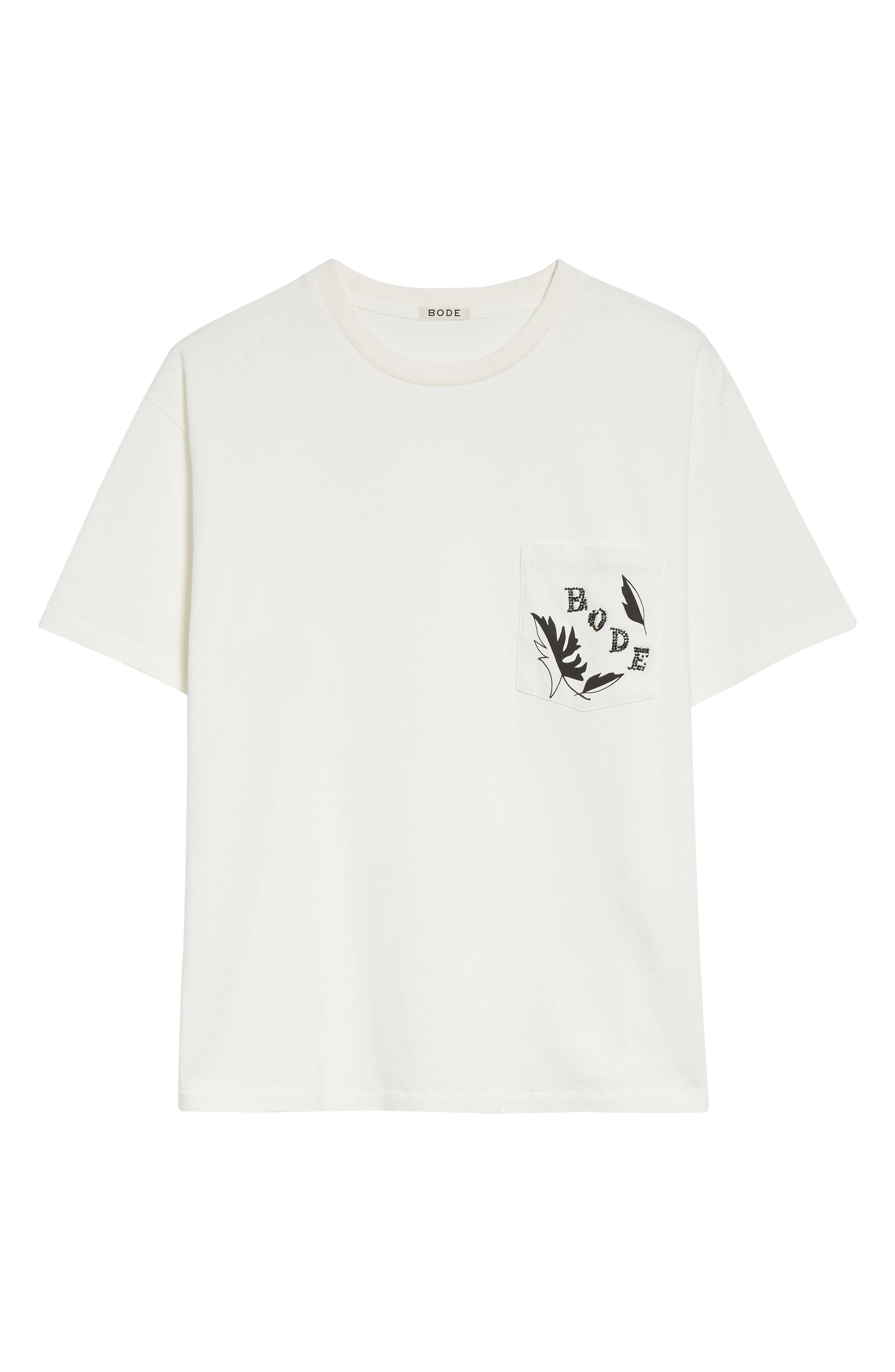 Bode Beaded Leaf Pocket T-Shirt in Cream at Nordstrom - 1