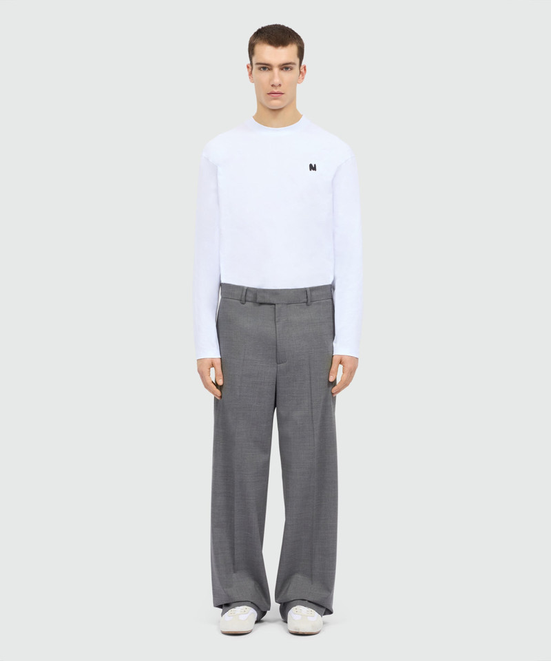 MSGM Grey melange wide-leg wool trousers with pressed crease outlook