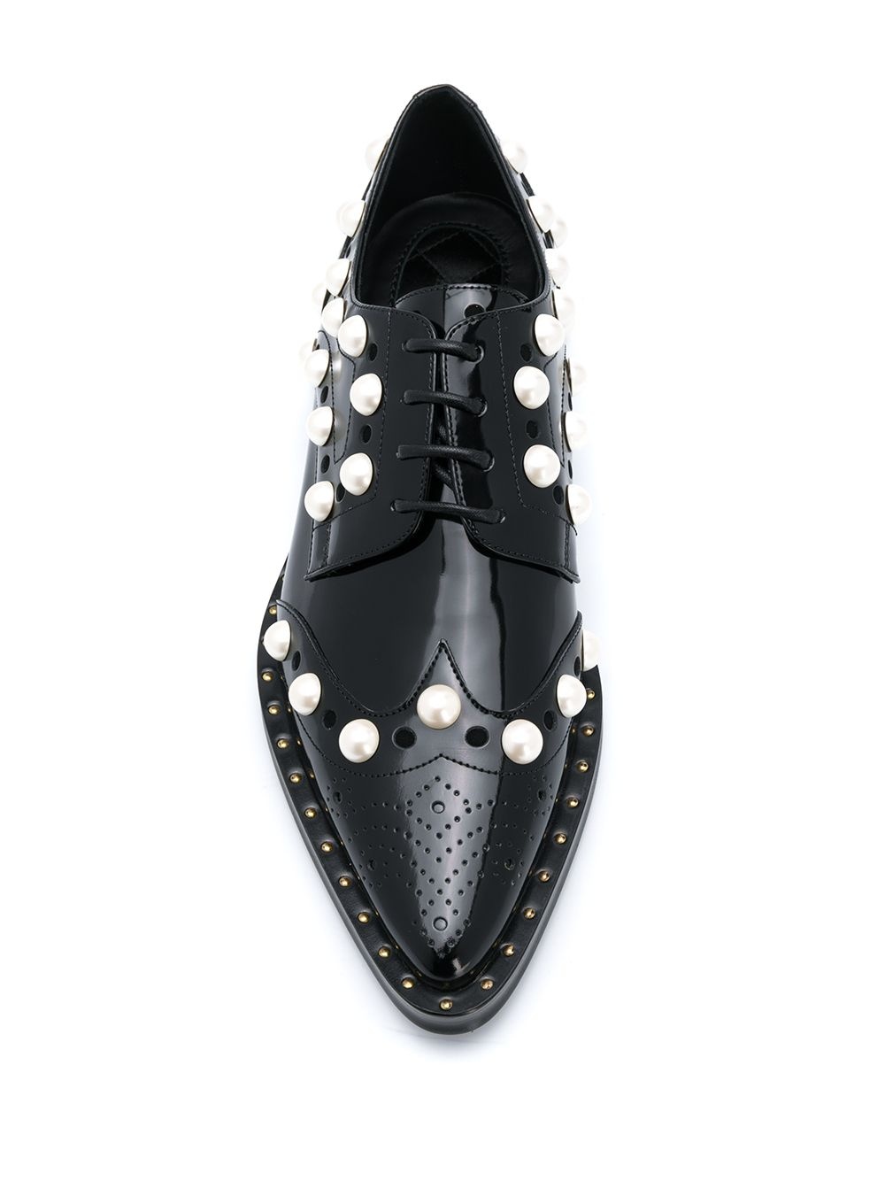 embellished perforated lace-up shoes - 4