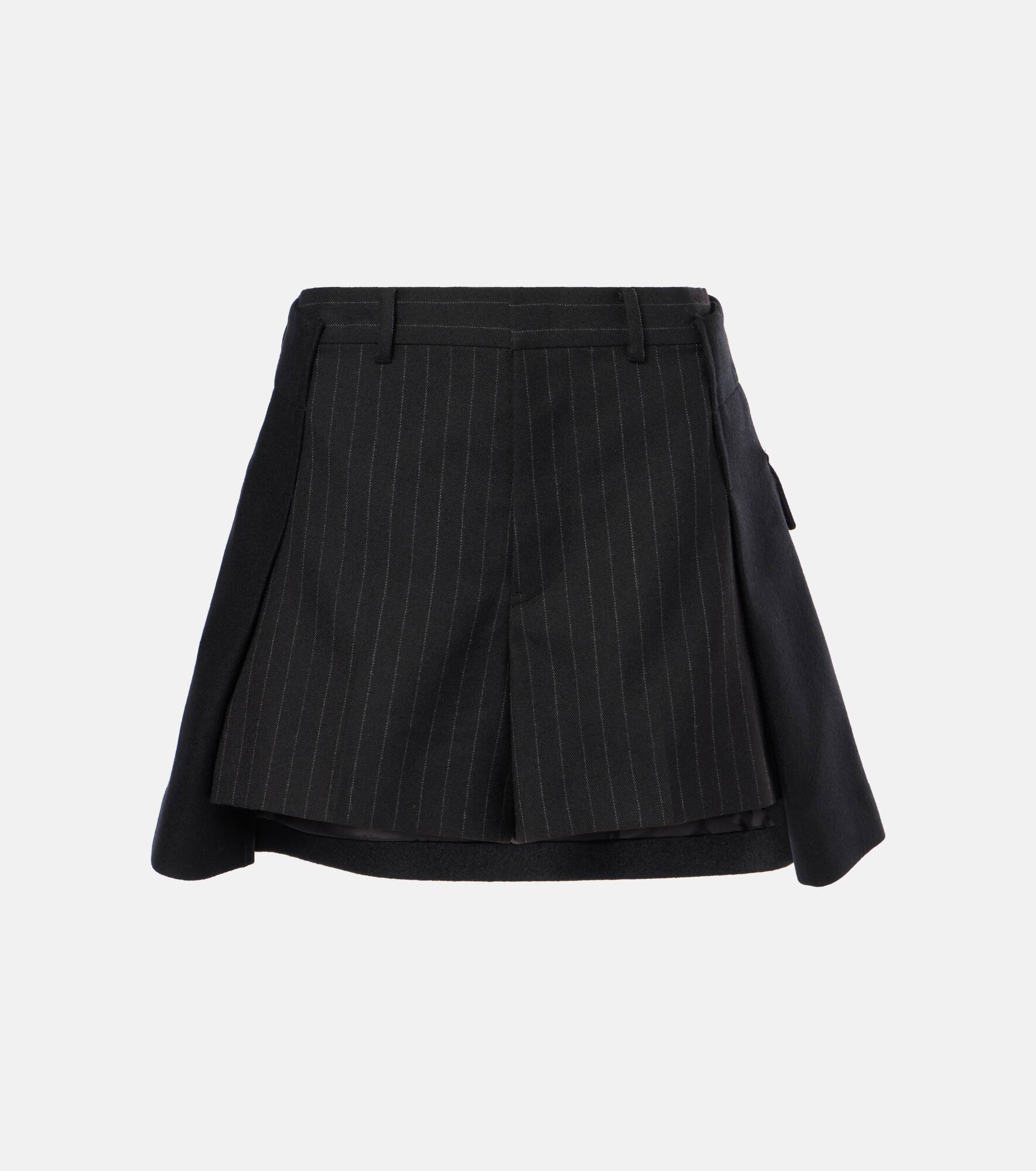 Chalk stripe wool shorts - 1