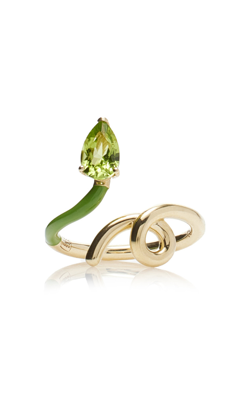 Half 9K Peridot, And Enamel Ring green 1