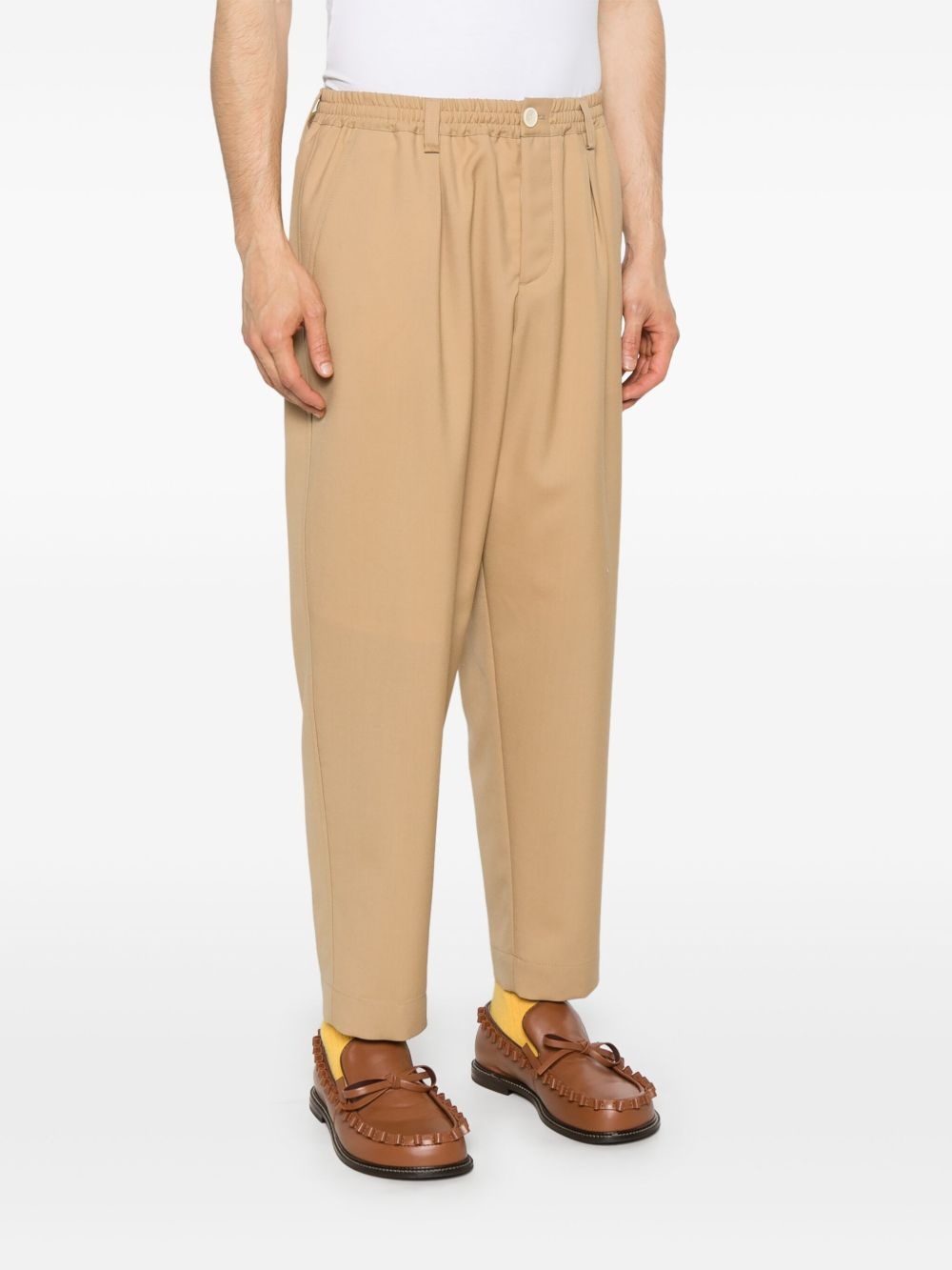 wool drawstring-waist trousers - 3