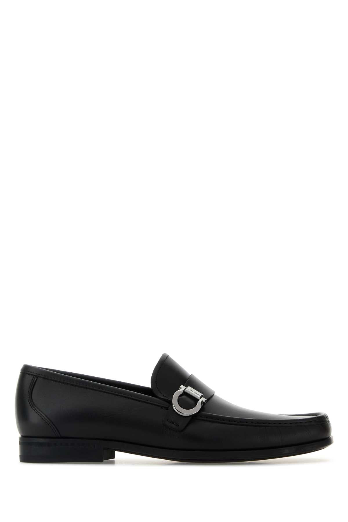 Salvatore Ferragamo Men Black Leather Caspian Loafers - 1