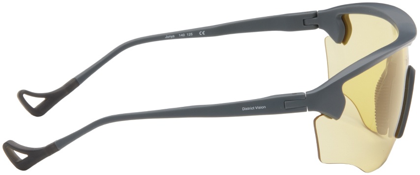 Gray & Yellow 'Junya' Racer Sunglasses - 2