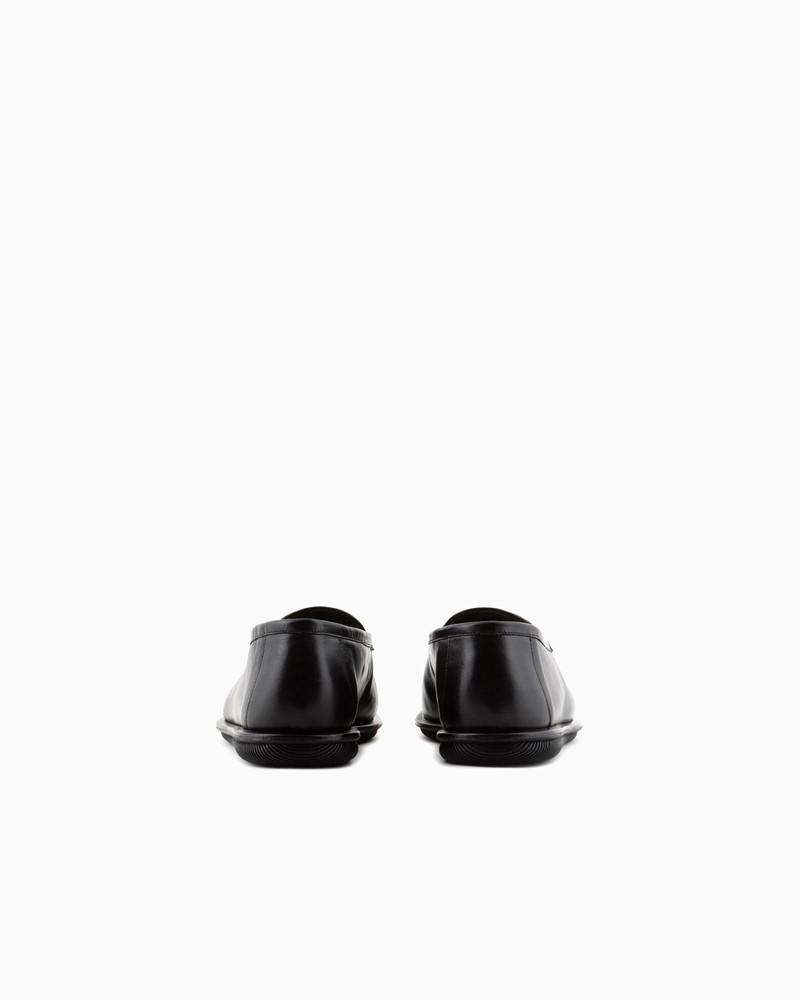 GIORGIO ARMANI Nappa leather loafers with embroidered logo outlook