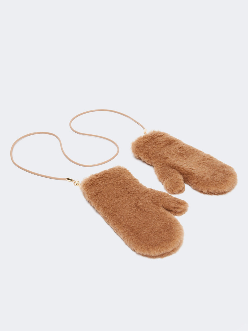 Max Mara OMBRAT2 Teddy fabric mittens - CAMEL outlook