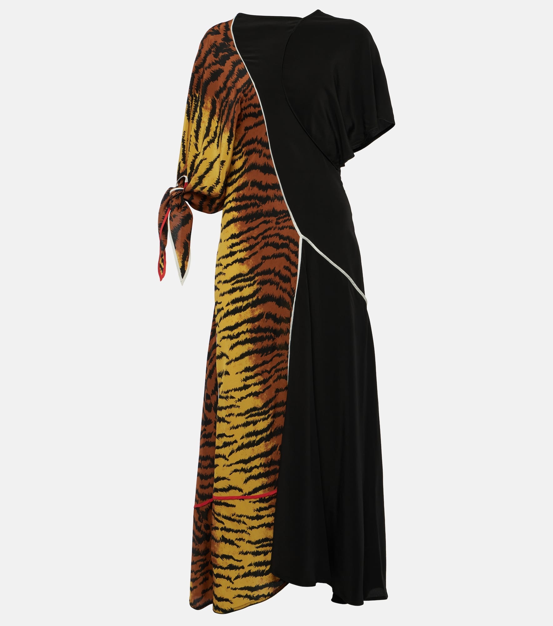 Asymmetric animal-print silk maxi dress - 1