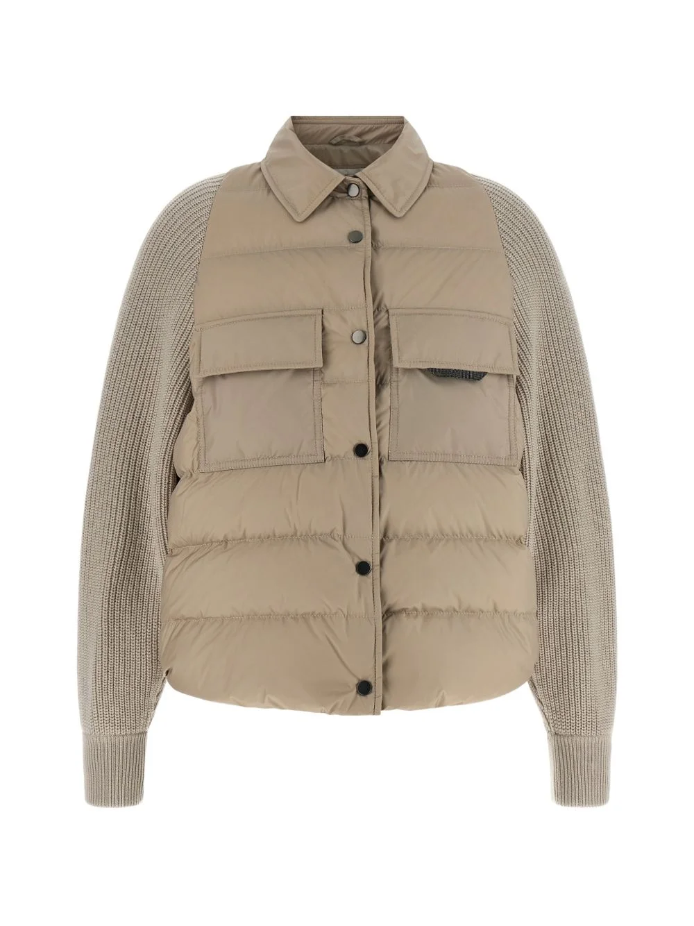 quilted Monile-detail jacket - 1