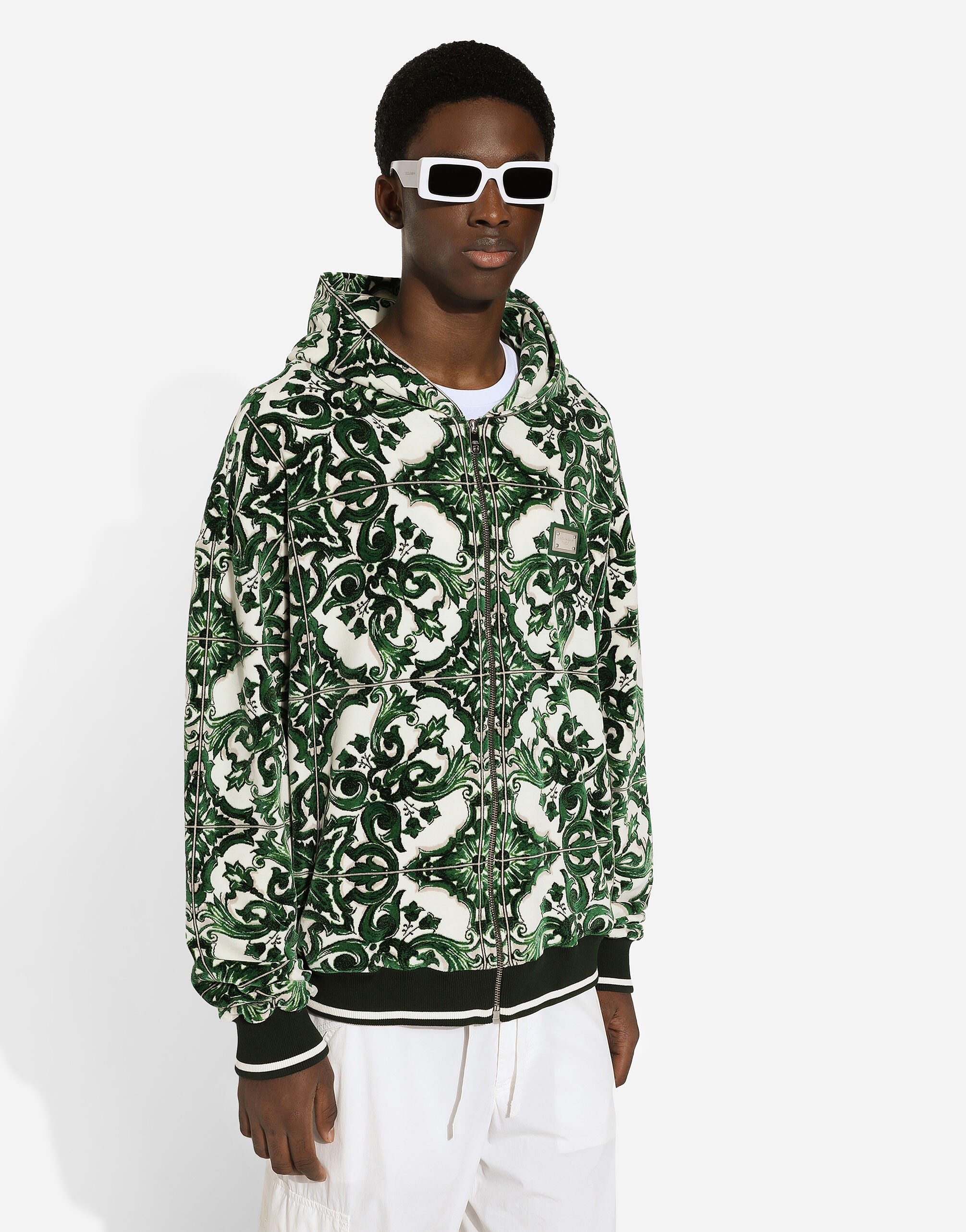 Zip-up hoodie with majolica print - 4