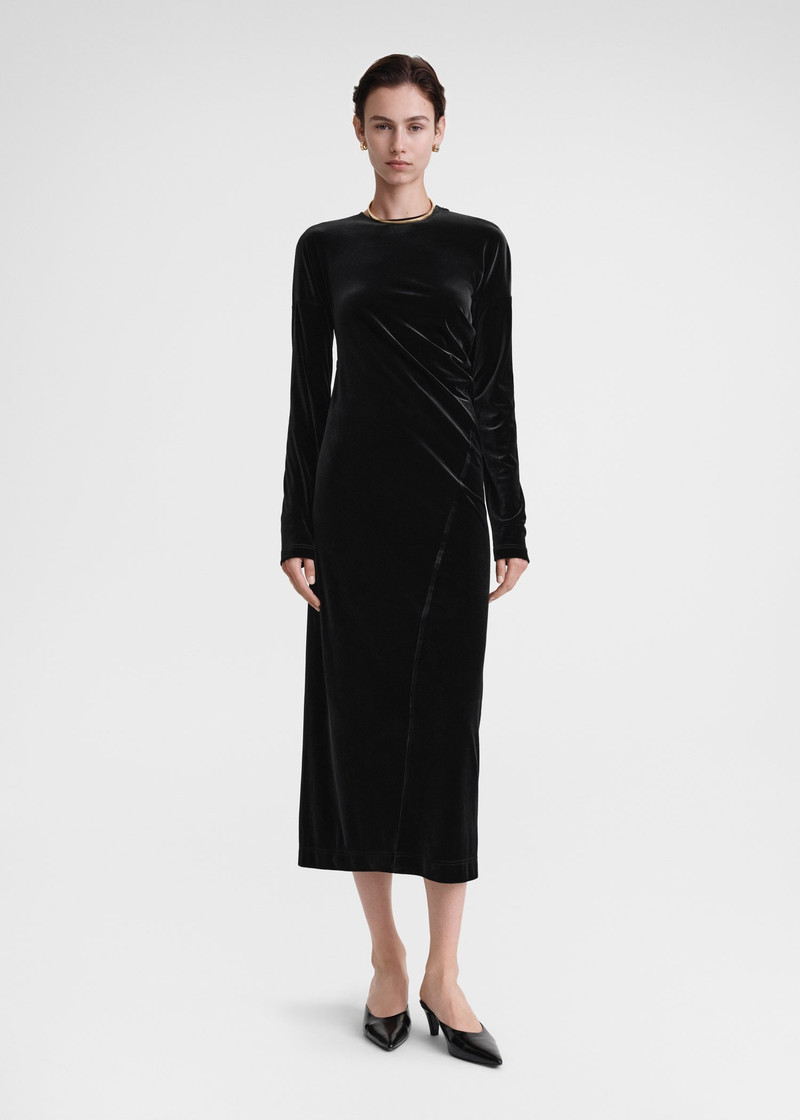 Totême Twisted velvet dress black outlook