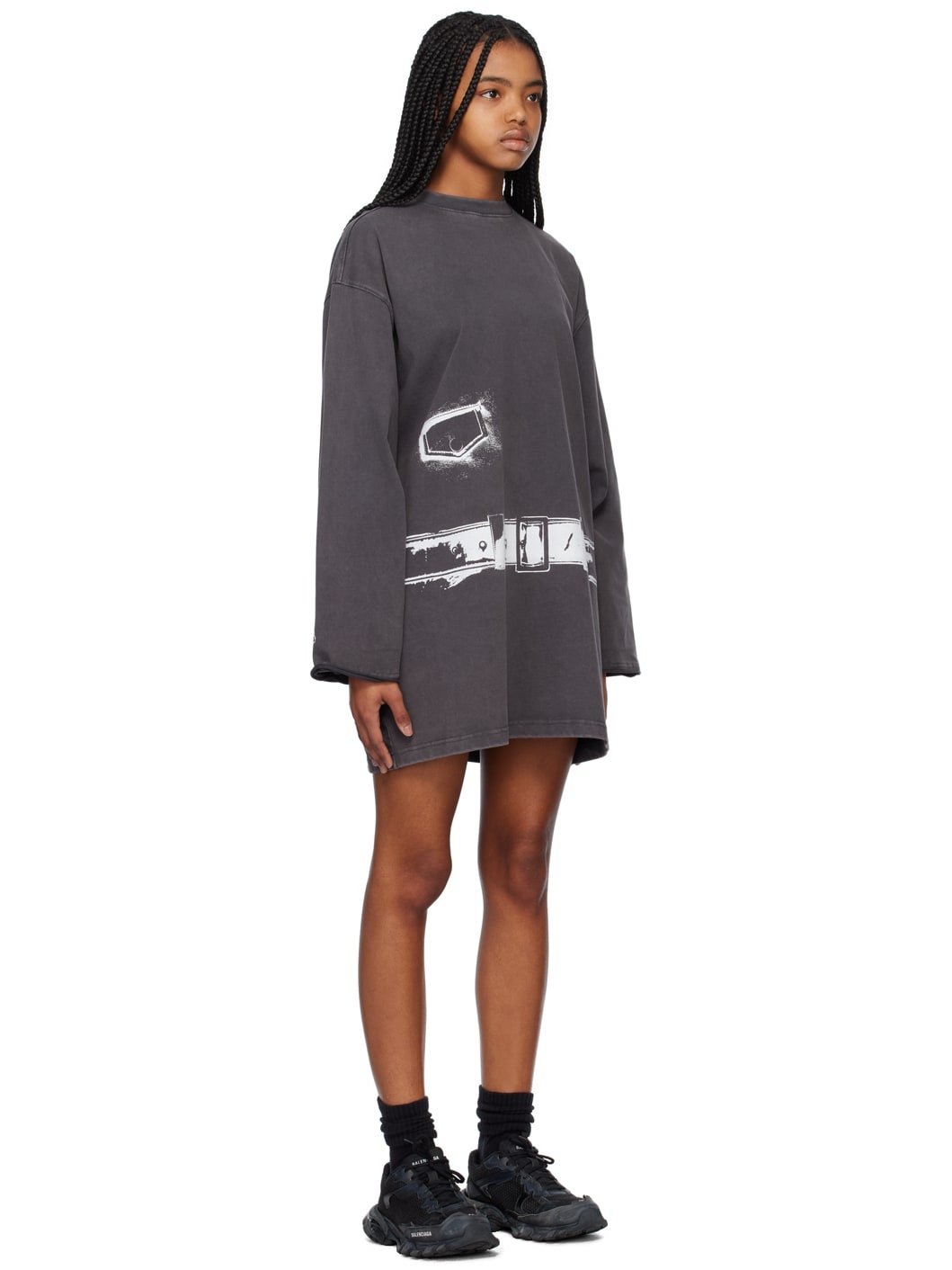 Gray Trompe L'Oeil Minidress - 2