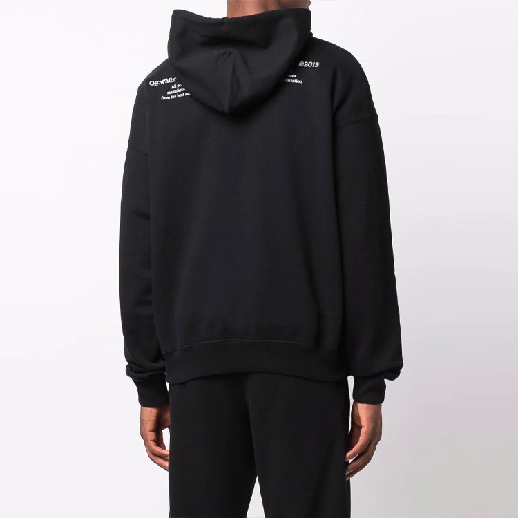 Off-White FW21 Pattern Alphabet Printing Drawstring Pullover Version Black OMBB085F21FLE0131084 - 3