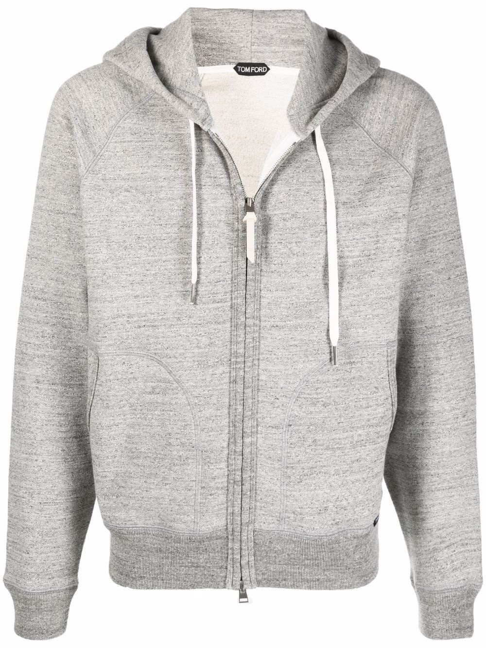 mélange-effect zip-up hoodie - 1