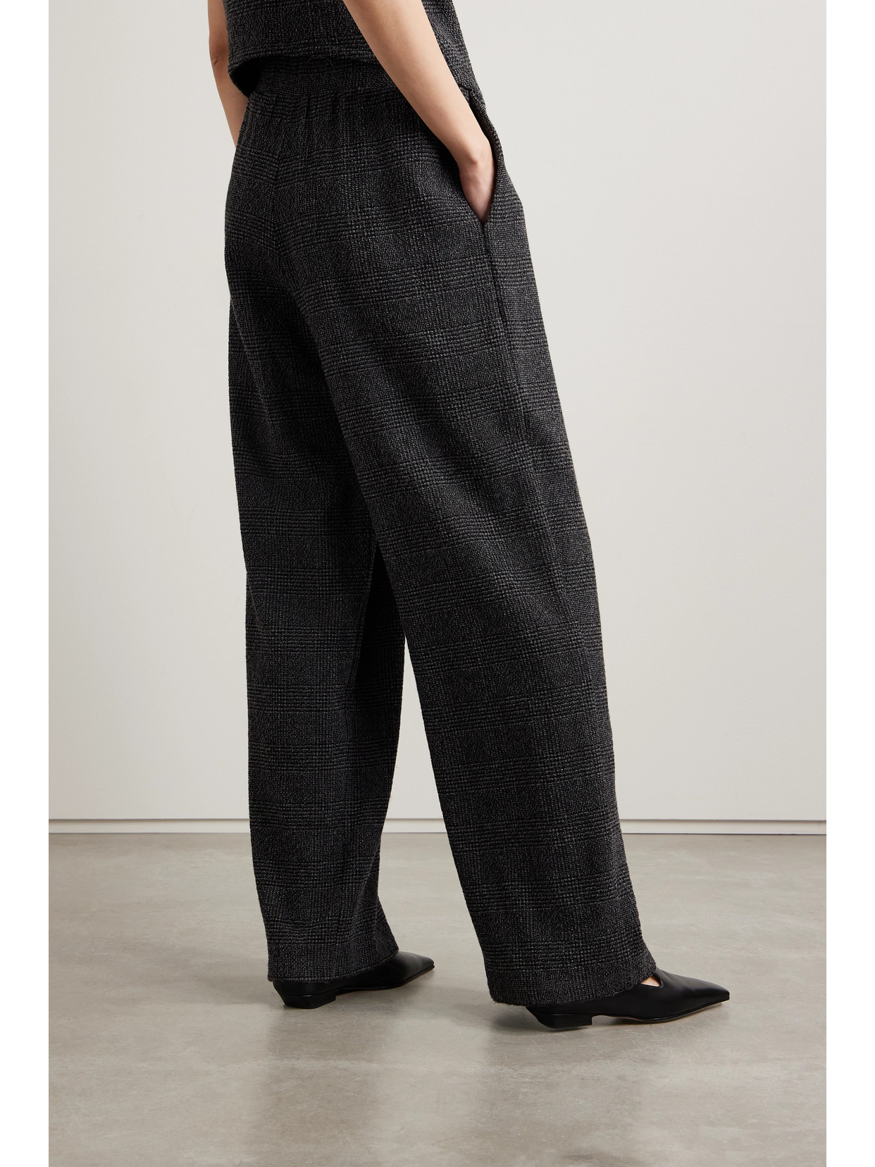 Austyn Pleated Prince Of Wales Checked Alpaca-blend Wide-leg Pants - 3