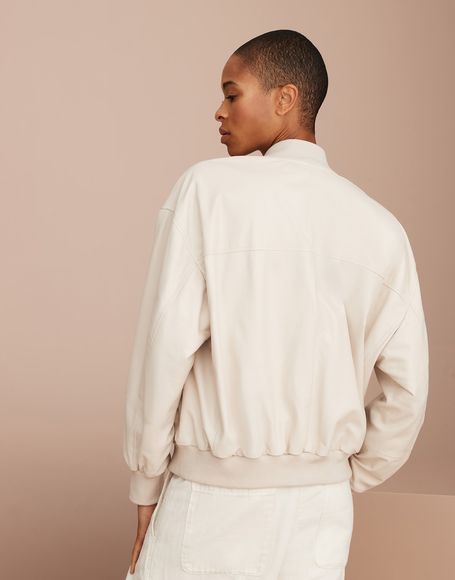 Nappa leather bomber jacket with shiny trims - 2