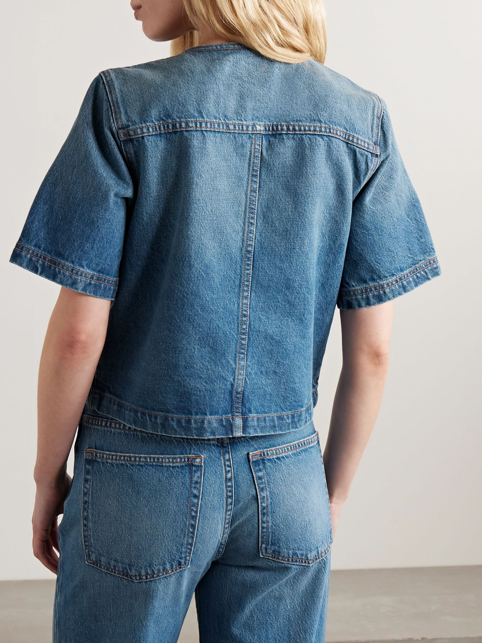 Serge double-breasted denim jacket Mid denim - 3