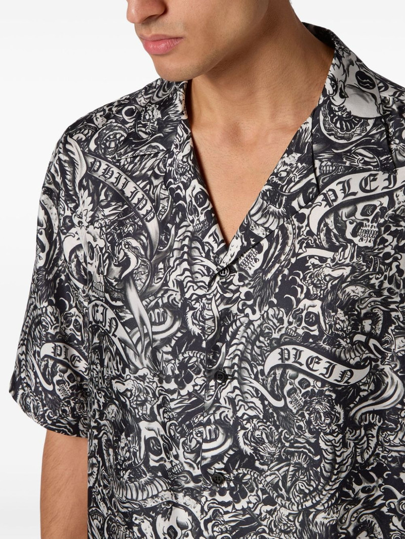 Tattoo short-sleeve silk shirt 5