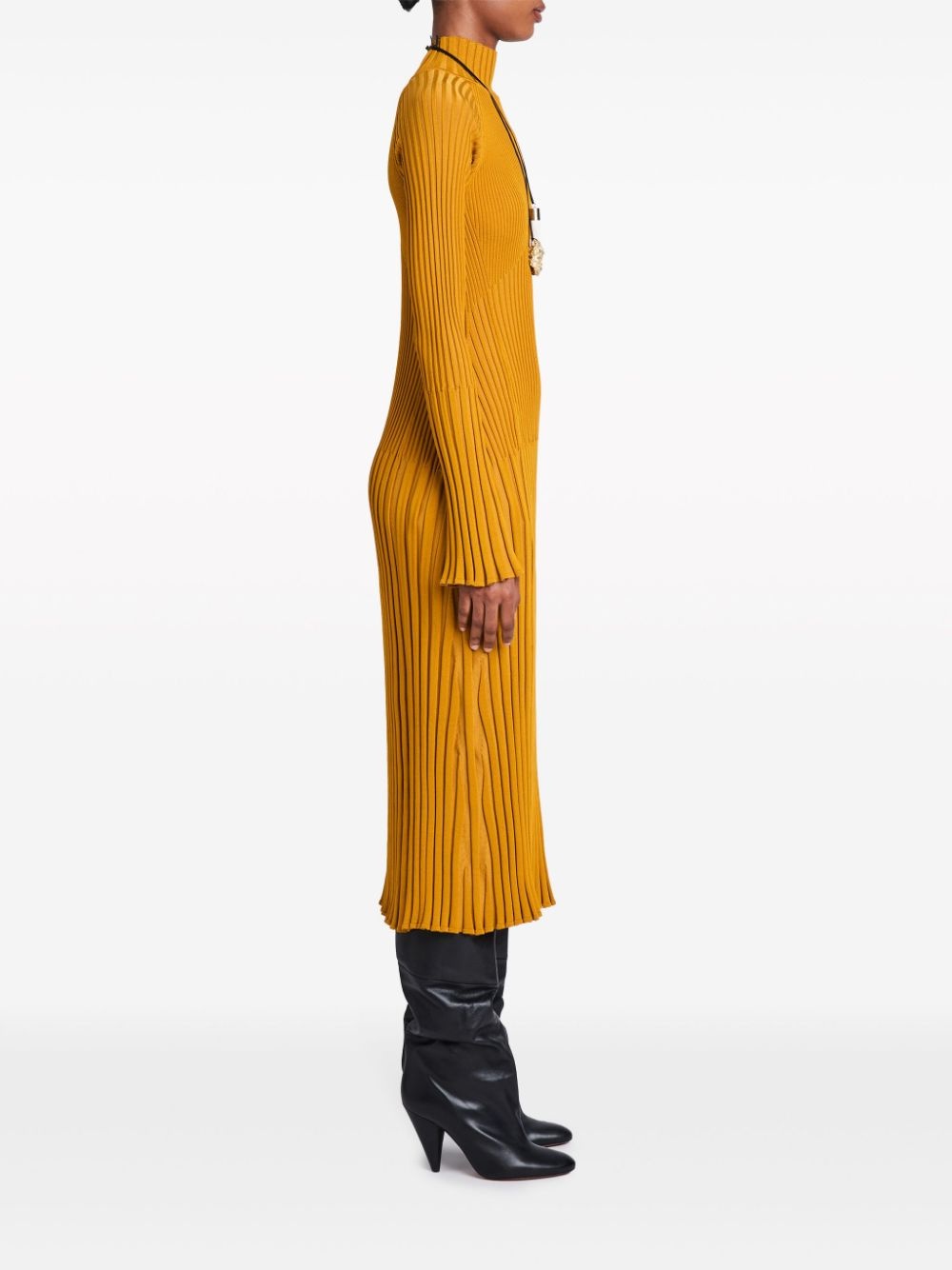 roll-neck ribbed midi dress - 3