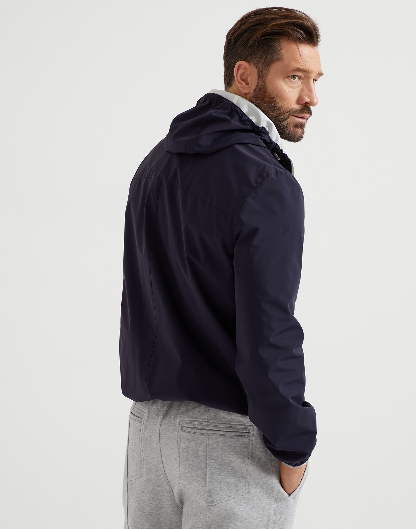 Bonded nylon hooded outerwear jacket with logo - 2