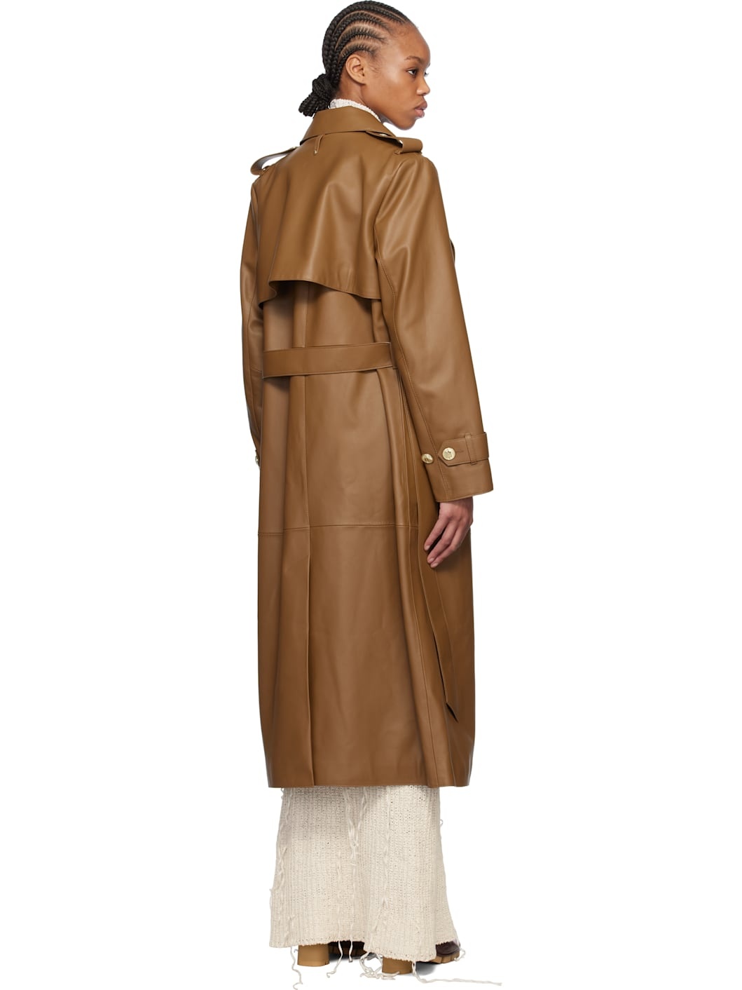 Tan Gael-V Leather Coat - 3