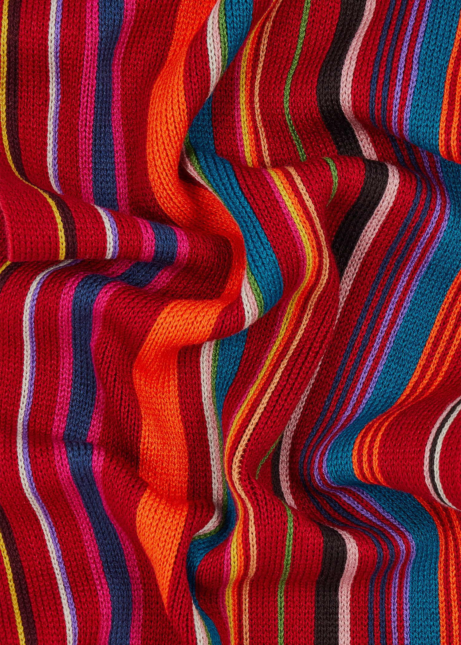 Red Merino Wool Stripe Scarf - 4