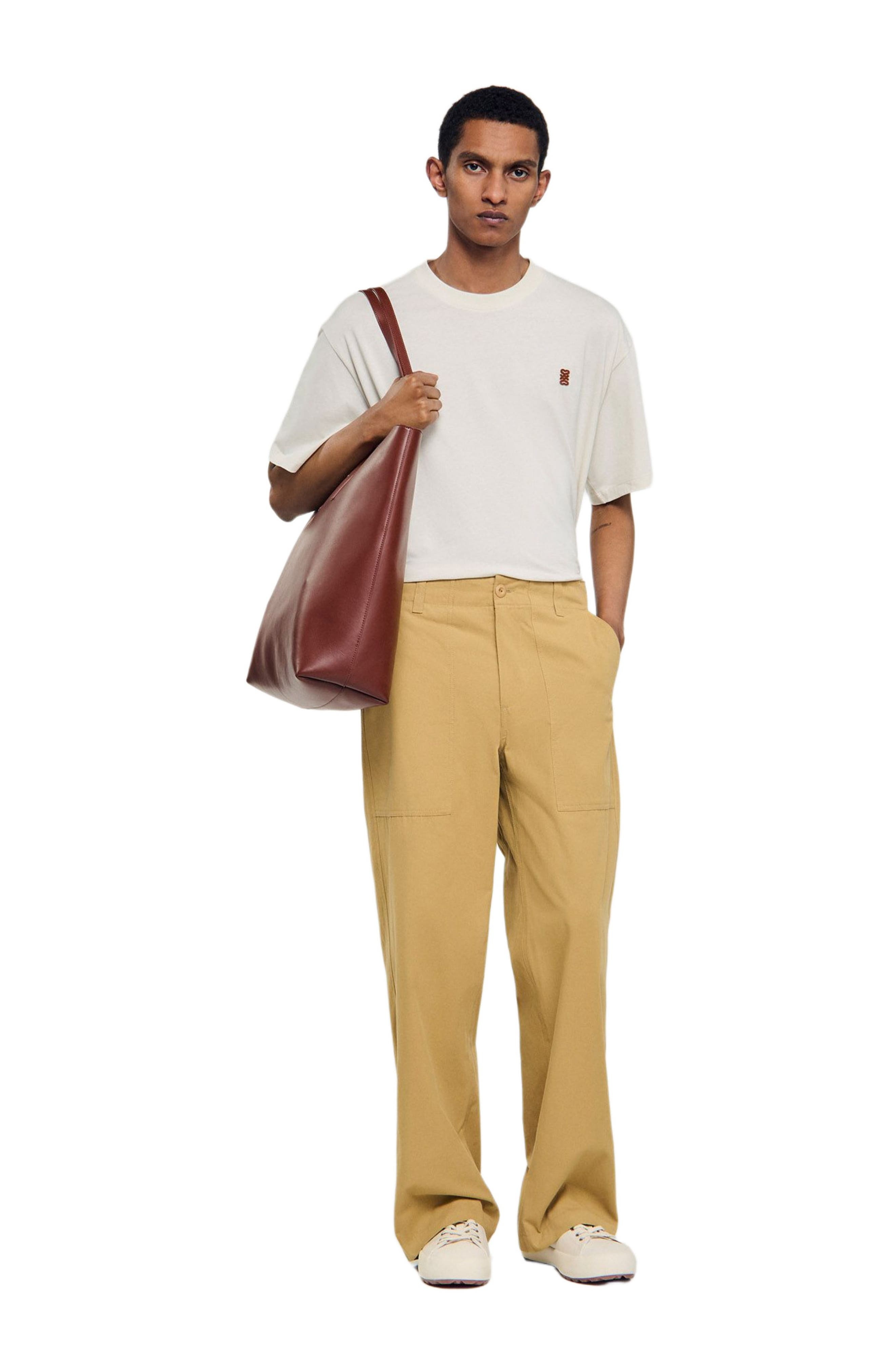 SANDRO Wide-leg cotton trousers in Ocher Yellow at Nordstrom - 6