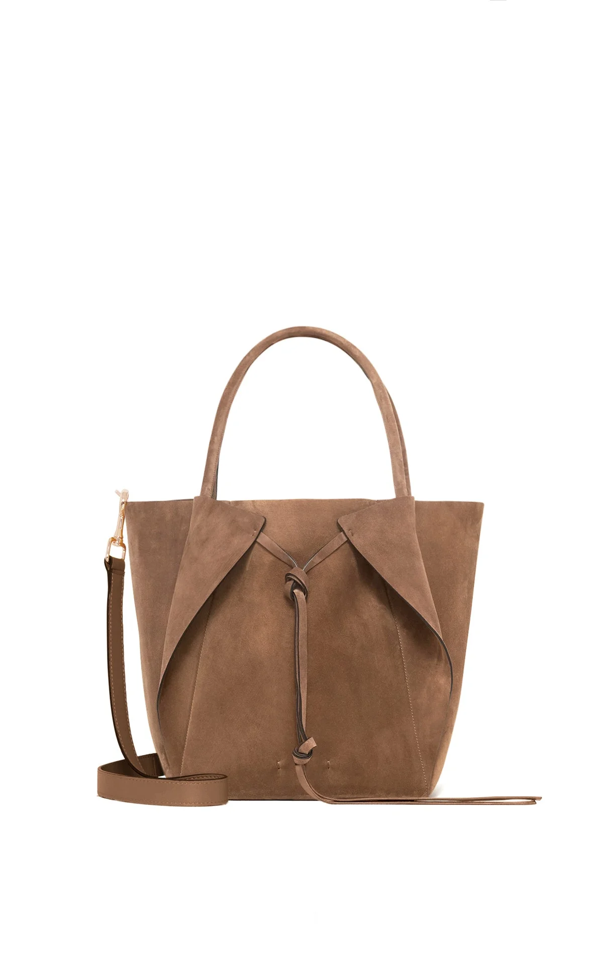 Small Marija Tote Bag in Dark Sand Suede - 1
