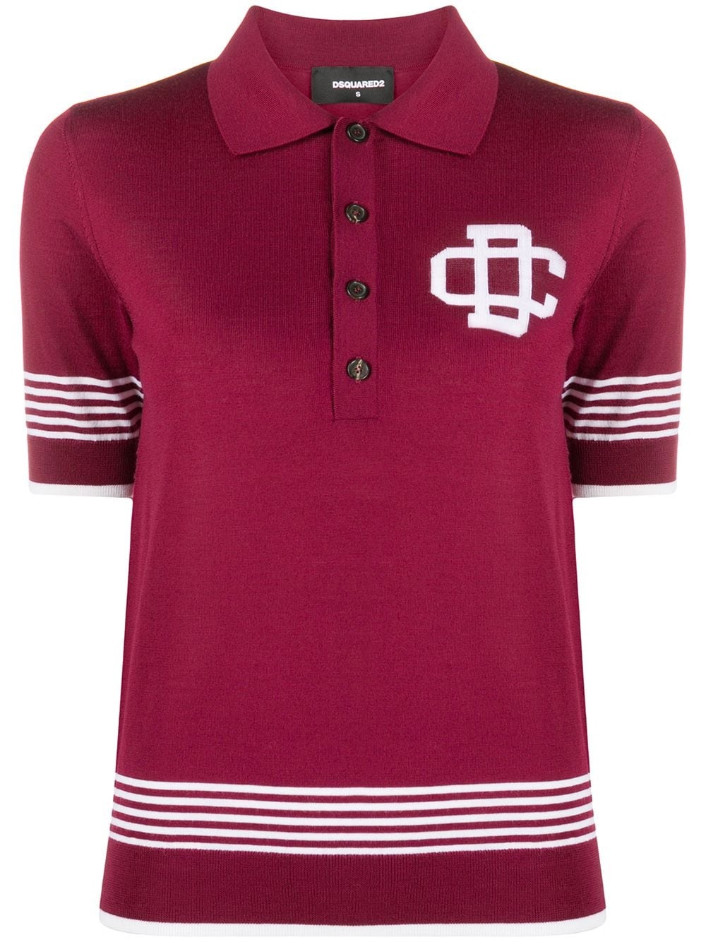 virgin wool polo top with stripe and logo detail - 1