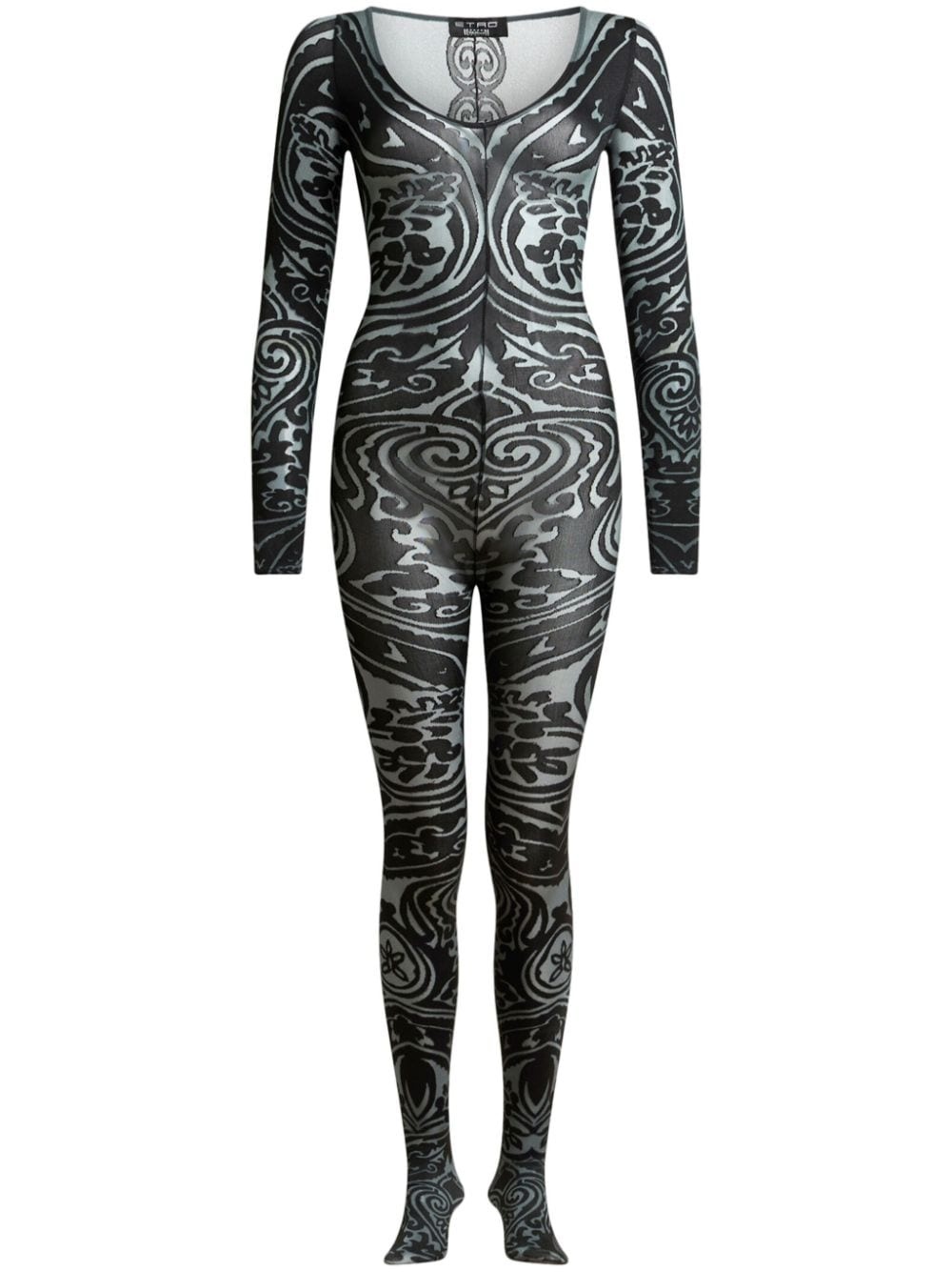 x Wolford paisley tattoo-pattern bodysuit - 1