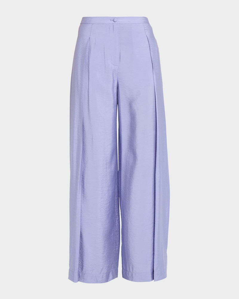 Pleated Wide-Leg Viscose Trousers 1