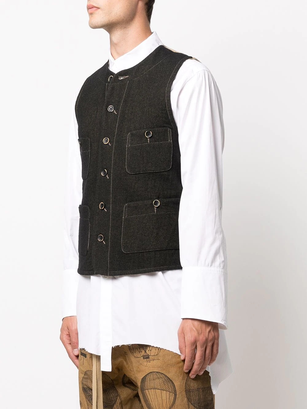 contrasting-panel buttoned waistcoat - 3