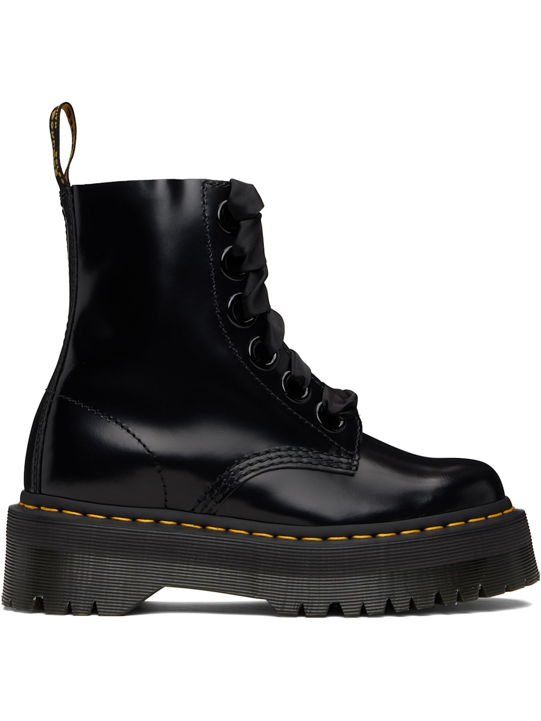 Black Molly Leather Platform Boots - 1