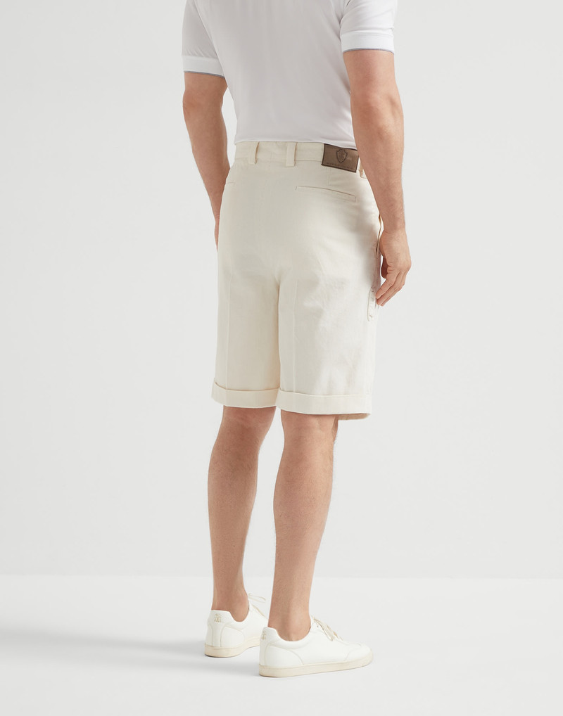 Brunello Cucinelli Garment-dyed Bermuda shorts in cotton narrow wale corduroy with tee holder outlook