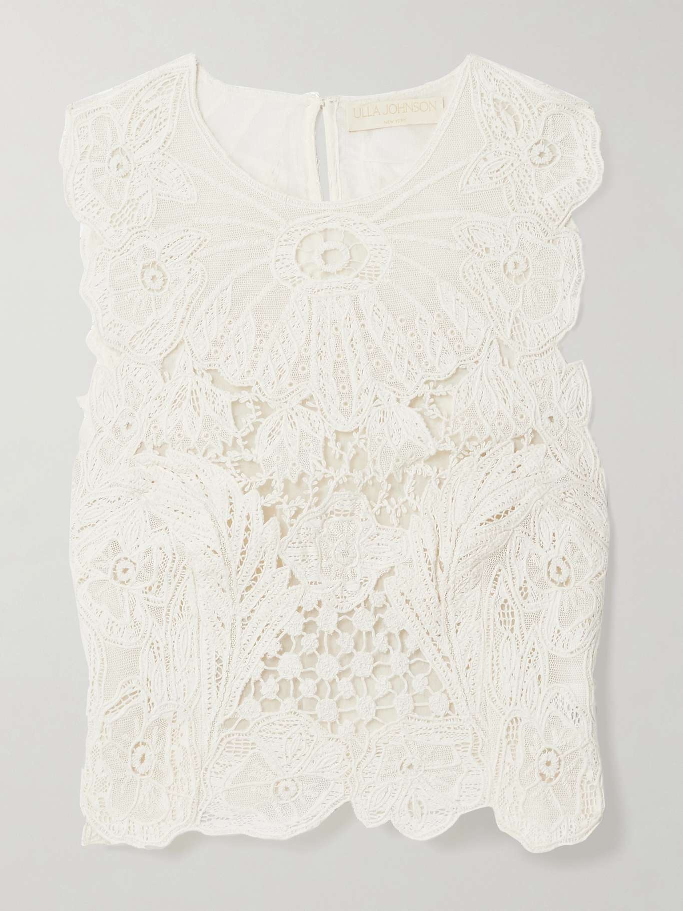 Jael cropped cotton and silk-blend lace tank - 1