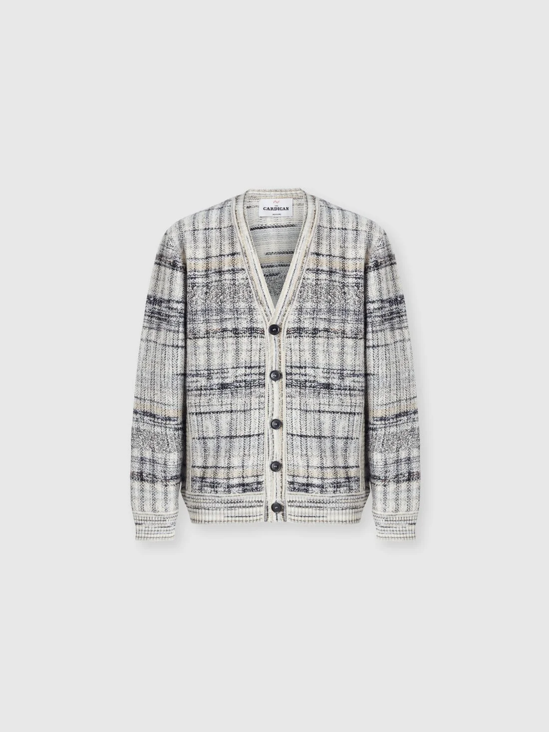 Wool-blend check cardigan with side pockets - 1