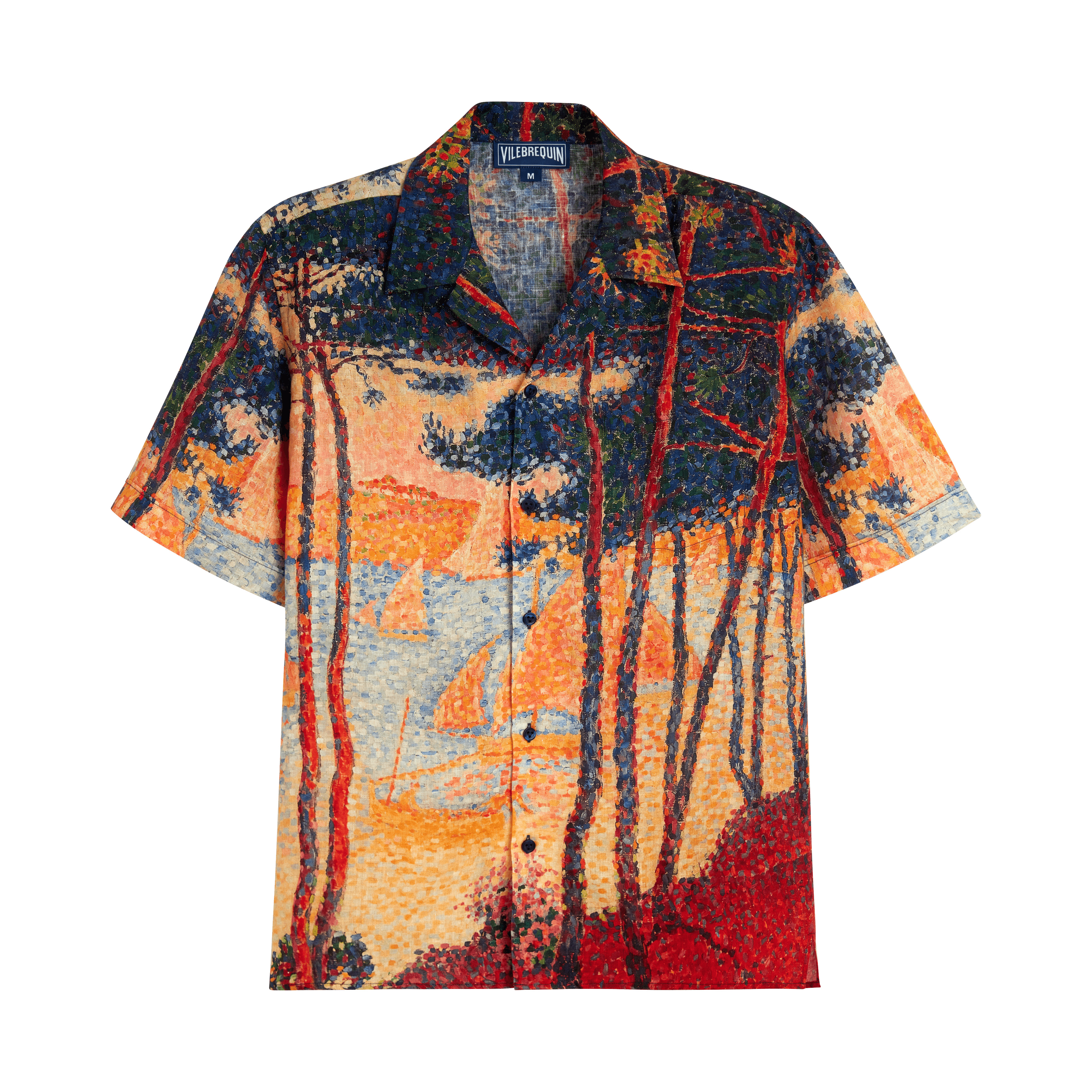 Men Linen Bowling Shirt Voiles de Pin - 1