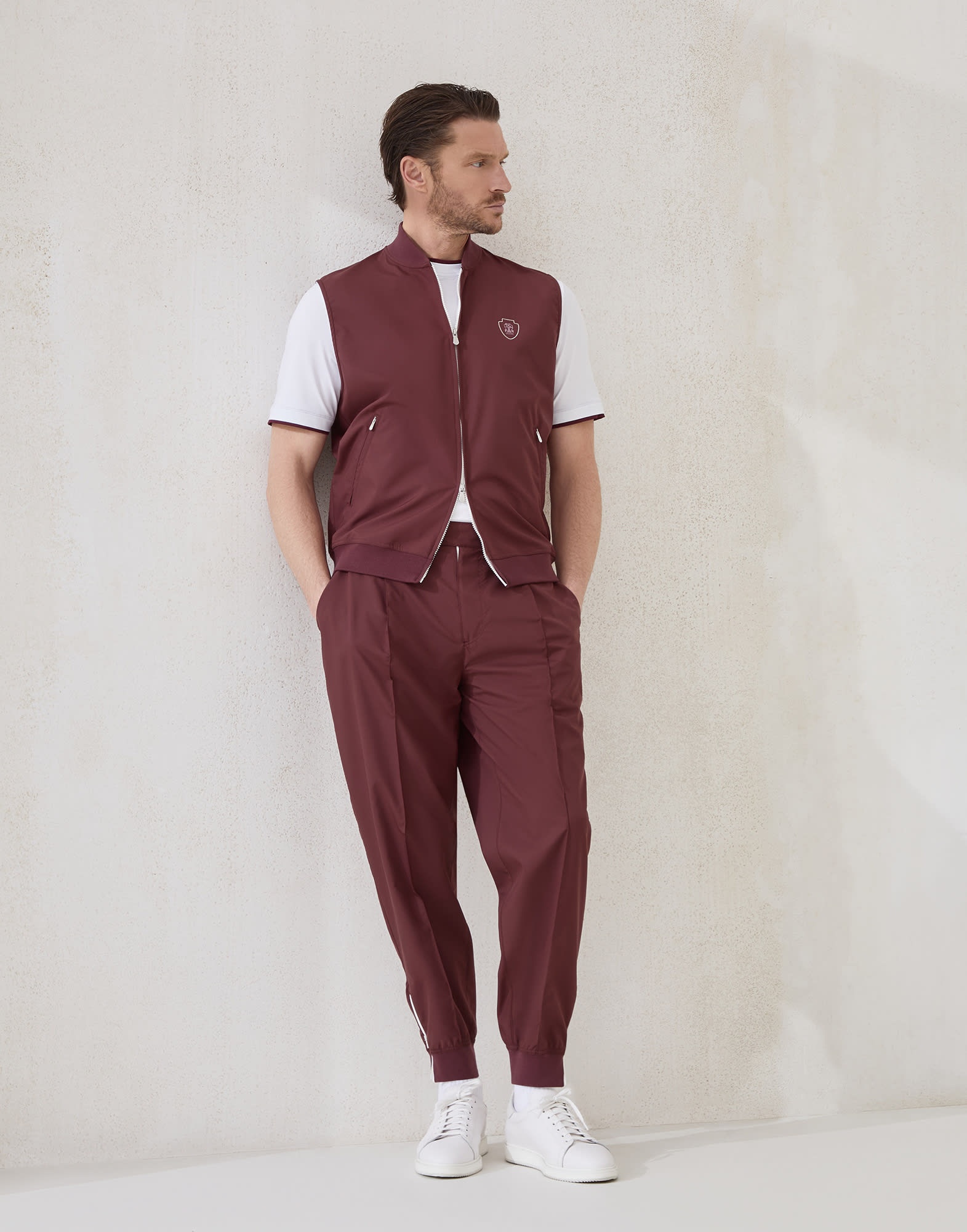 Nylon trousers with tabbed waistband, Crête detail and elasticated zipper cuffs - 4