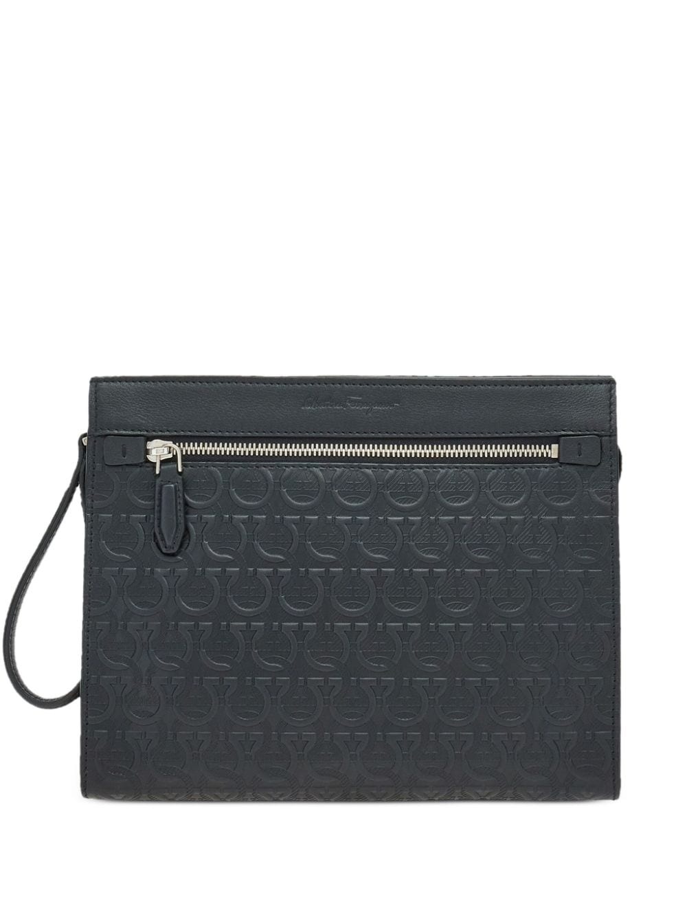 Gancini embossed zipped clutch - 1