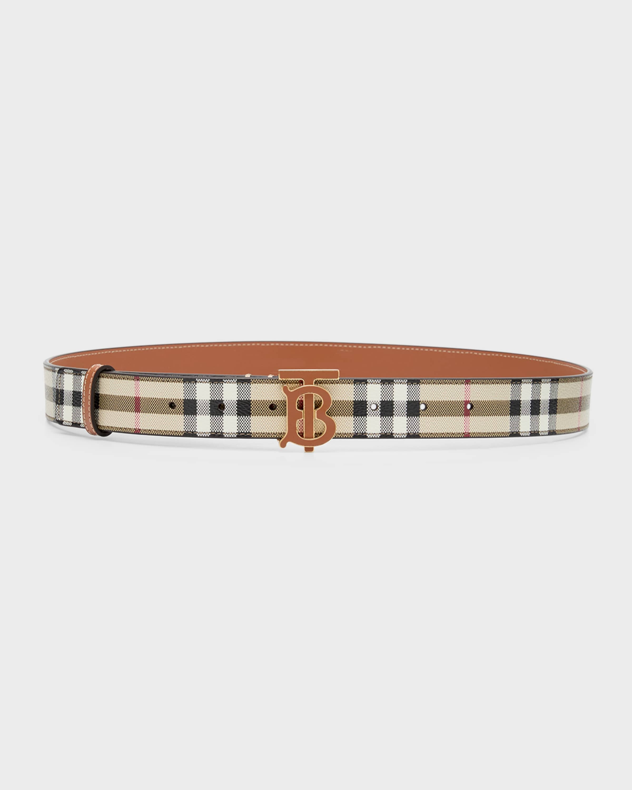 Burberry TB Thomas Burberry Reversible Black Brown Leather Belt