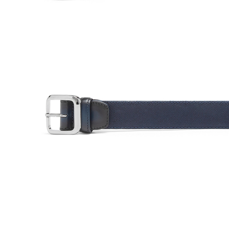 Santoni Blue leather and nylon adjustable belt outlook