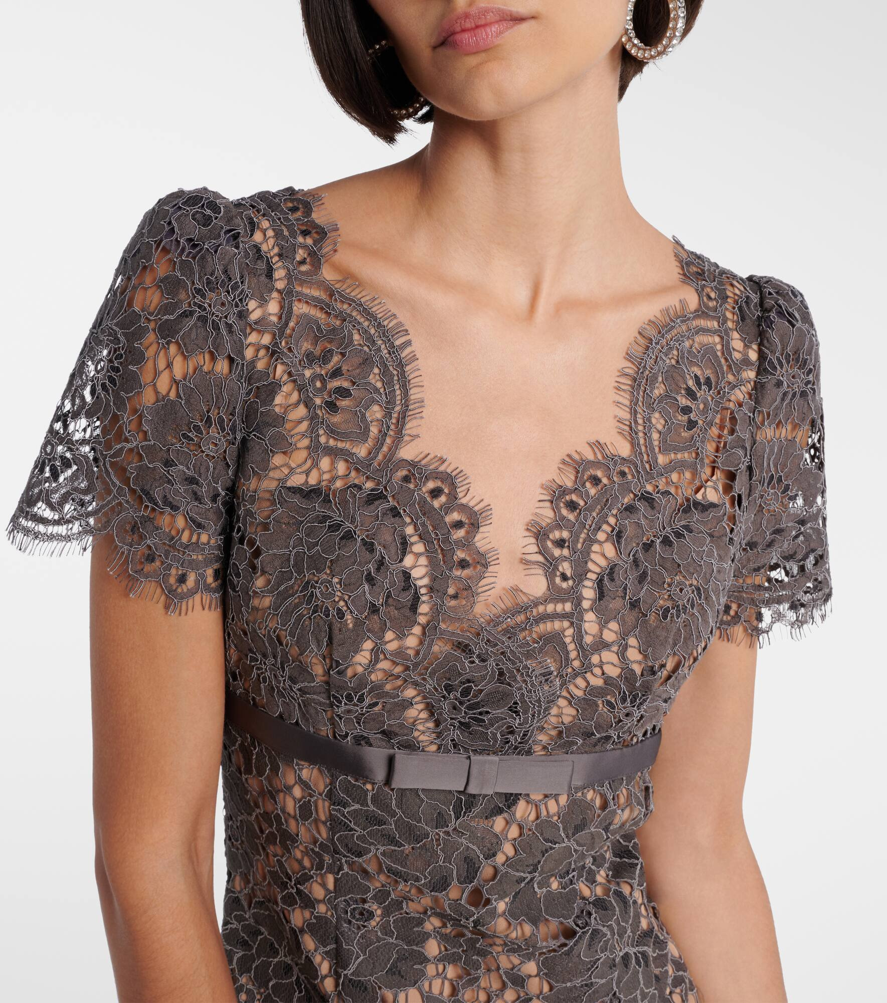 Floral lace midi dress - 4