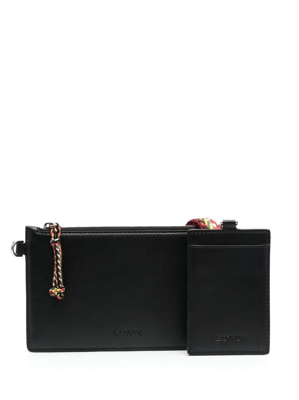 logo-debossed leather clutch - 1