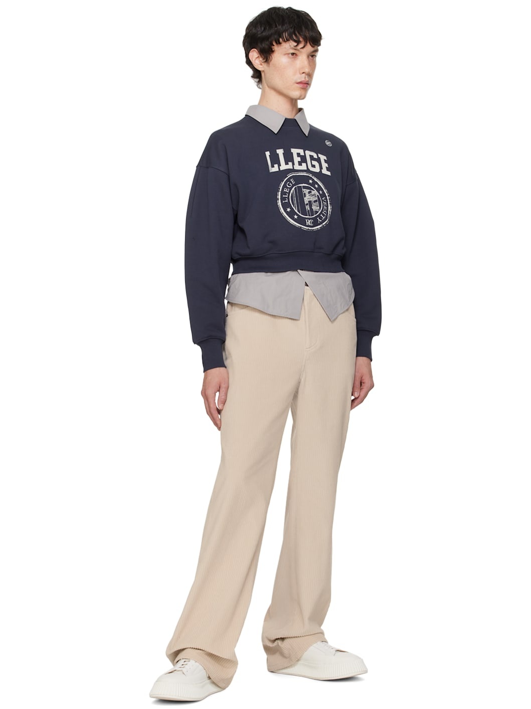 Navy 'LLEGE' Logo Hoodie - 4
