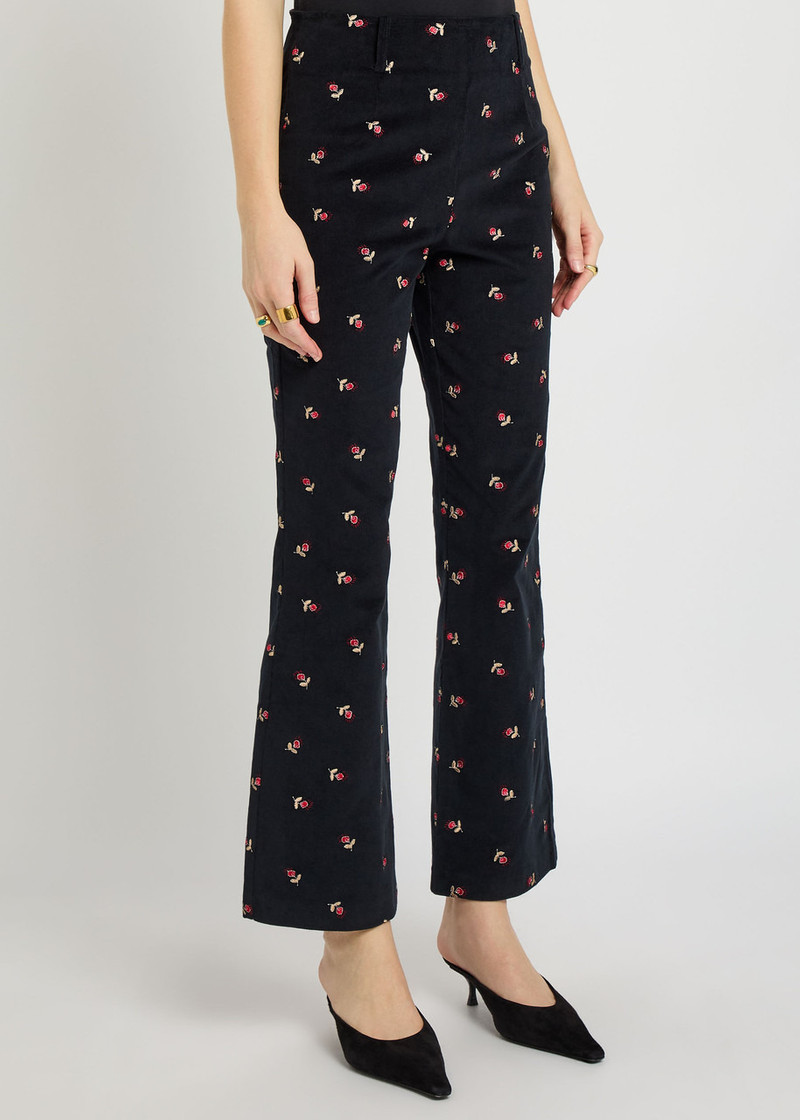 RIXO Rixo Olwen Floral-embroidered Fine Cord Trousers outlook